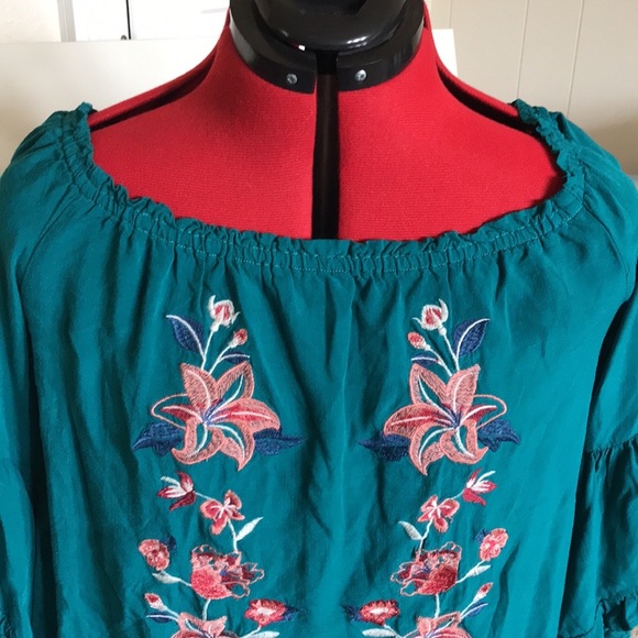 Flying tomatoe-Teal-floral Tunic-M - Picture 1 of 13